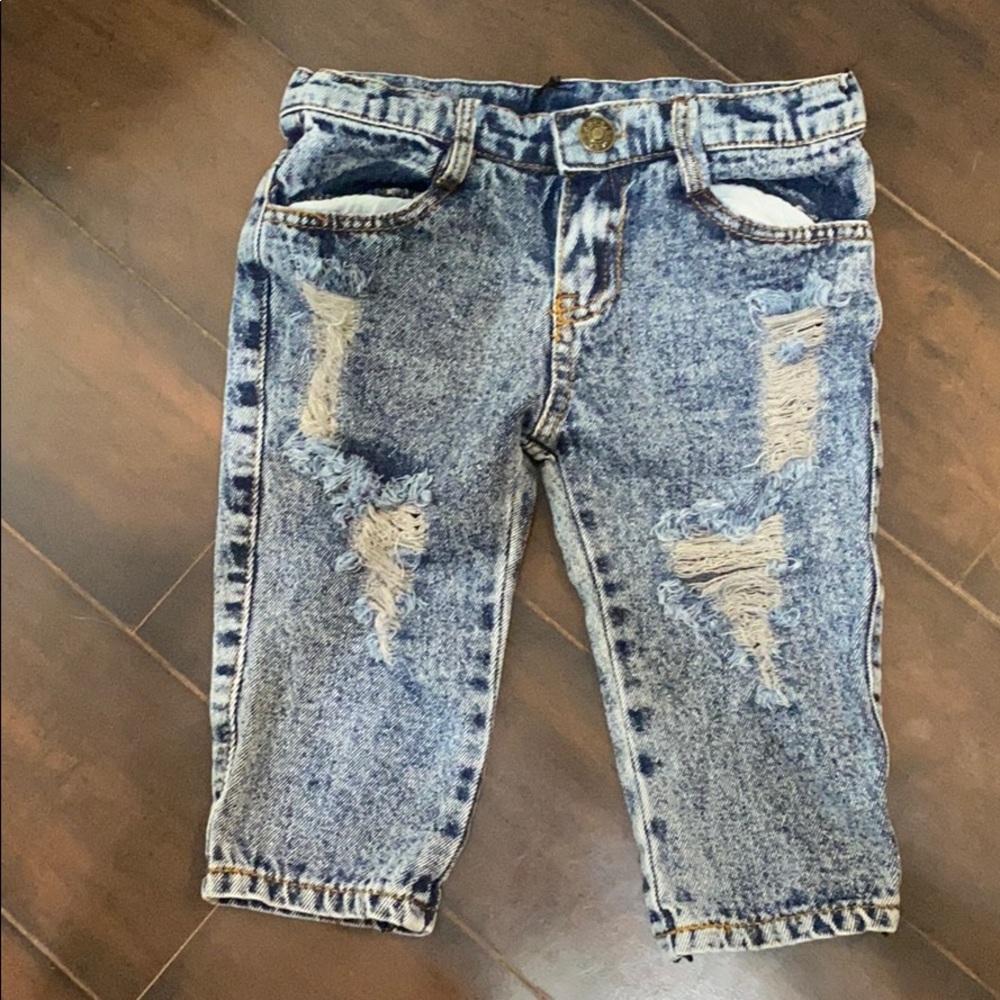 Toddler Girl Cropped Distressed Denim